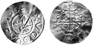 Denar of Boleslaus the Brave, one of the first coins struck in Poland, between 992 and 1000 A.D.  Image from Stanislaw Suchodolski article in WN from 2015.