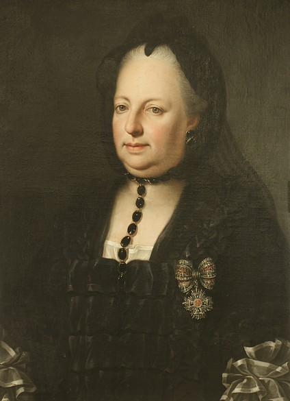 Empress-Queen Maria Theresa in mourning clothes and veil, circa 1772