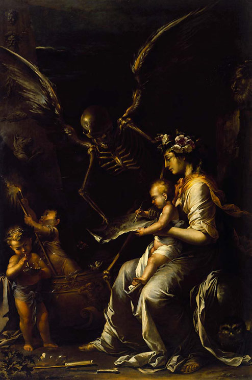L'Umana Fragilita (Human Frailty, oil on canvas, 1656) by Salvator Rosa. Fitzwilliam Museum, Cambridge.